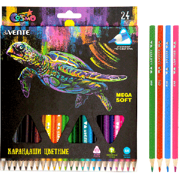 Карандаши цветные Trio Mega Soft dV 24 цв 4М 3-х гран.