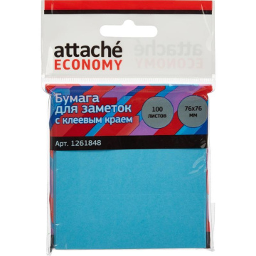 Стикеры Attache Economy 76×76 мм неоновый синий (1 блок, 100 листов) Артикул: 1261848