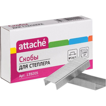 Скобы для степлера N24/6 Attache оцинкованные (1000 штук в упаковке)