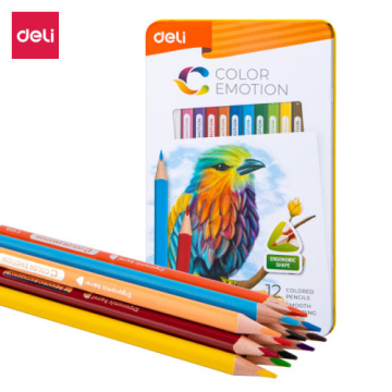 Карандаши цветные Deli «Color Emotion», 12 цветов, в метал. коробке
