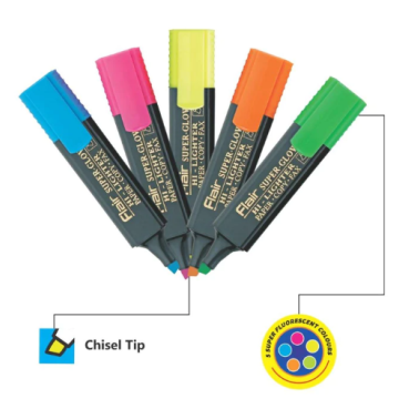 Маркер-текстовыделитель Super-Glow Hi-Lighter 5 цветов
