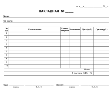 Бланк Накладная А5 100 листов