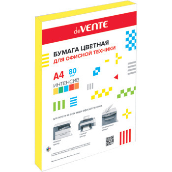 Бумага цветная deVENTE А-4 100л 80 г/м2 интенсив желтый
