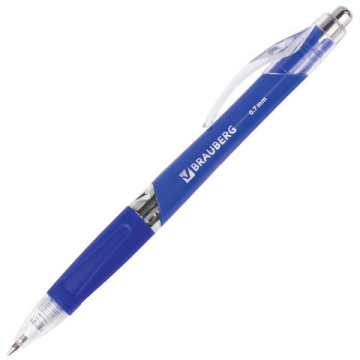 Ручка шариковая автоматическая с грипом BRAUBERG «Cobalt», СИНЯЯ, корпус синий, узел 0,7 мм, линия письма 0,35 мм