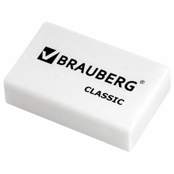 Ластик BRAUBERG «Classic», 26х17х7 мм, белый, прямоугольный