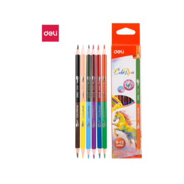 Карандаши цветные Deli «ColoRun», двухсторонние, 6 штук, 12 цветов, картон