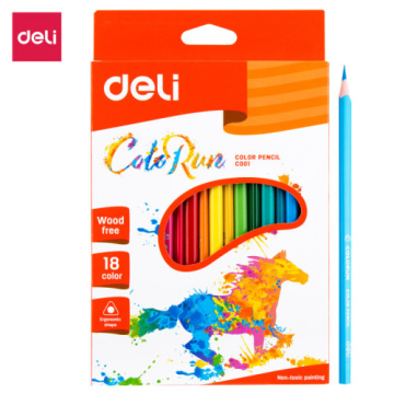 Карандаши цветные Deli «ColoRun», 18 цветов, картон
