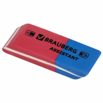 Ластик BRAUBERG «Assistant 80», 41х14х8 мм, красно-синий, прямоугольный, скошенные края