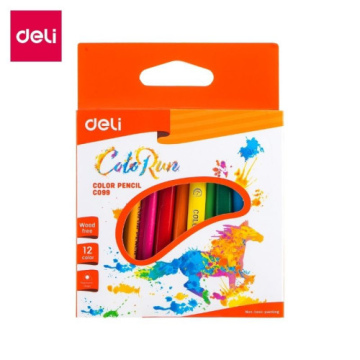 Карандаши цветные Deli «ColoRun», короткие, 12 цветов, картон